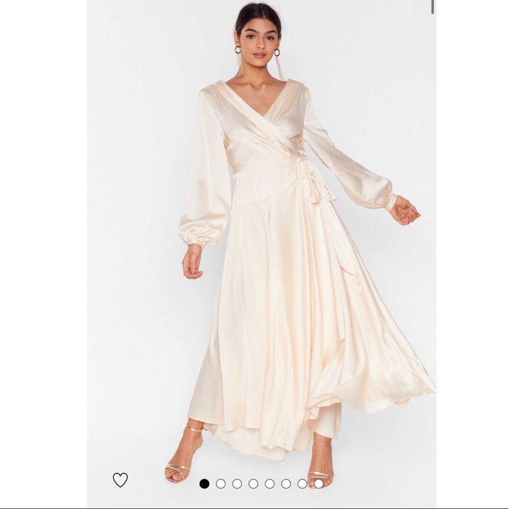 NASTY GAL Cowl Back Satin Wrap Maxi Dress